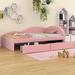 Red Barrel Studio® Wavie PU Tufted Daybed w/ Two Drawers & Cloud Shaped Guardrail Upholstered/Faux in Pink | 27.8 H x 42 W x 75 D in | Wayfair