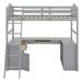 Harriet Bee Jalante Twin Solid Wood Loft Bed w/ Drawers, Cabinet, Shelves & Desk in Gray | 75.8 H x 41.8 W x 80 D in | Wayfair