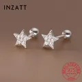 INZATT-Boucles d'Oreilles en Argent Sterling 925 pour Femme Piercing en Forme d'Étoile Boule à