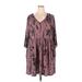 Suzanne Betro Casual Dress - A-Line V Neck 3/4 sleeves: Burgundy Dresses - Women's Size 3X