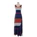 Calvin Klein Casual Dress - Maxi: Blue Stripes Dresses - Women's Size 4