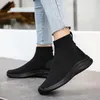Atmungsaktive weiche fliegende gewebte ultraleichte Damenschuhe High-Top-Socken Schuhe Damen Persönlichkeit 42 große Sportschuhe