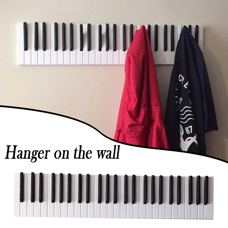 Garderobenständer, Klaviertasten, Wandmontage, Kleiderhaken, Kleiderbügel, Wanddekoration für Zuhause, Küche, niedliches Zimmer, Wanddekoration, Perchero Pared