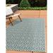 Rugs.com Jill Zarin Outdoor Collection Rug â€“ 3 3 x 5 3 Teal Flatweave Rug Perfect For Entryways Kitchens Breakfast Nooks Accent Pieces