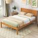 Wooden Full Size Platform Bed with Rectangular Headboard and Slat Support Legs