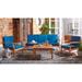 SAFAVIEH Parcer Outdoor Patio 4 Piece Conversation Set Natural/Navy