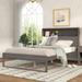 Modern Rustic Platform Bed With Socket and USB Interface, Storage Headboard, Sturdy Wood Frame, Easy Assembly