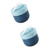 Travel Breakfast Soup Cup Bowl: Blue Multi Soup Cup Portable Holder Cup Container Style 1