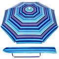 MOVTOTOP Beach Umbrella 6.5ft Sand Umbrella Ventilation Beach Umbrella Sun Shelter for Outdoor Beach Travel (Dark Blue Stripe)