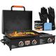 22 inch Blackstone Griddle with Hood and Side Burner Tabletop Flat Top Grill Propane Powered Portable Gas Grill for Camping and Outdoor BBQ Grill with Blackstone Seasoning and Wholesalehome Gloves