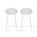 2xhome Set of 2 Mid-Century Modern BarStool Metal Frame with Breathable Perforated Egg Shaped Seat for Indoor/Outdoor Use