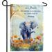 America Forever Spring Summer Elephant Garden Flag 12.5 x18 inch Double Sided Beauty of Life Spring Summer Floral Garden Flag for Outdoor Elephant Flag Yard Decoration