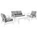 Afuera Living Contemporary 4 Piece Patio Sofa Set in Gray and White