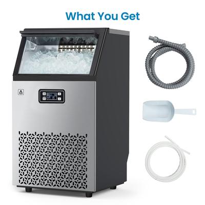 Commercial Ice Maker Machine 150lbs/24H Stainless Steel Under Counter with 33lbs Ice Storage Capacity - 15.7"D x 17.6"W x 31.4"H