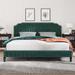 Camelback Upholstered Platform Bed with Headboard and Footboard, Kiln-Dried Hardwood Frame, Nailhead Trim