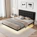 Modern PU Leather Upholstered Floating Bed Frame: Motion Activated Nightlights, Queen Size