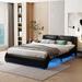 Full Size Faux Leather LED Platform Bed: Remote Control, 16 Colors, 10 Brightness