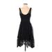 Free People Cocktail Dress - A-Line Scoop Neck Sleeveless: Black Solid Dresses - Women's Size 0