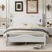 White Queen Retro Pine Wood Platform Bed: Head/Footboard, Easy Assembly