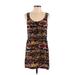 Glam Casual Dress - Mini Scoop Neck Sleeveless: Brown Dresses - Women's Size Small