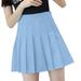 Pgeraug Fall Dresses for Women 2024 High Waist Pleated Mini Skirt Slim Waist Tennis Skirt Dress for Women Sky Blue L