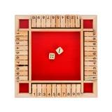 Amusing Educational Toys 4 Players 4 Sided 10 Number Flaps & Dices Game Dice Board Game Shut The Box Wooden STYLE 2-RED