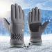 Fall Long Sleeve Snow Gloves for Unisex Gray And WindproofGloves Watertight Outdoor Winter Non Slip Adult s Fleece Riding Warm