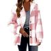 FAIWAD Women Fleece Plaid Flannel Hoodie Jacket Long Sleeve Button Down Casual Plus Size Hooded Coat