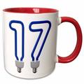 Number Seventeen as an energy saving colored light bulb 15oz Two-Tone Red Mug mug-165665-10