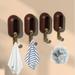 Universal Wall Hanging Hook Wall Hanging Hanger Wood Bathroom Hook Pasted 0n The Door Cabinet Wardrobe Entrance (4 PC) Brown