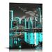 COMIO Miami Canvas Wall Art Black and White Florida Skyline Panoramic Wall Decor Teal Turquoise City Night Posters Cityscape and Bridge Paintings Modern Artwork Home Decorations