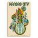Kansas City - The City of Fountains - Vintage Travel Poster by David Klein c.1960s - 8 x 12 inch Vintage Wood Art Sign