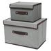 Foldable Storage Box With Lid 2pcs (large + Small) Fabric Storage Box With Lid Closet Storage Box Room Organization Office Storage Toy Storage Gray