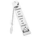 Waroomhouse Durable Bookmark Stainless Steel Bookmark Inscribed Feather Shape with Chain Tassel Pendant Exquisite Graduation Teachers Day Gift