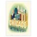 Chicago Illinois - Chicago Skyline - Vintage Airline Travel Poster by Henry K. Bencsath c.1950s - Master Art Print 10in x 14in