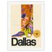 Dallas Texas - Sunflower Spur with Cowboy Boot - Vintage Airline Travel Poster c.1960s - Japanese Unryu Rice Paper Art Print (Unframed) 12 x 16 in