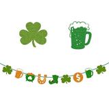 St. Patrick s Day Banner Decoration Pre-Assembled Cartoon Holiday Flag Garland Double-Sided Green Lucky Shamrock Clover Banner Spring Irish Home Party Supplies