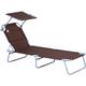 Folding Chair Sun Lounger w/ Sunshade Garden Recliner Hammock Brown - Brown - Outsunny