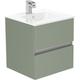 Newland Double Drawer Wall Hung Vanity Unit With Basin Sage 500mm in Green MFC