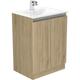 Newland Double Door Floor Standing Vanity Unit With Basin Natural 600mm in Oak MFC