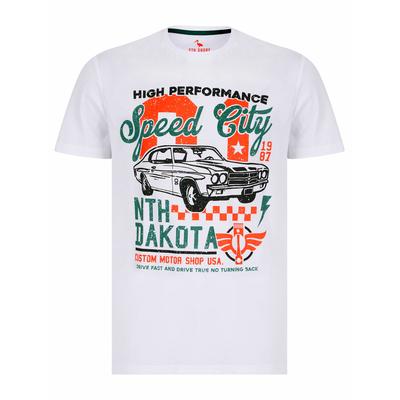 T-Shirts Speed City Motif Cotton Jersey T-Shirt in Bright White - South Shore / L - Tokyo Laundry
