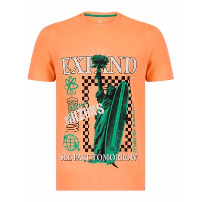 T-Shirts Horizons Motif Cotton Jersey T-Shirt in Papaya Punch - South Shore / S - Tokyo Laundry