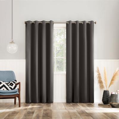 Sun Zero™ 2-Pc. Brandon Magnetic Closure Grommet Curtain Panel by BrylaneHome in Grey (Size 108"W 84" L)