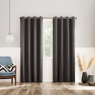 Sun Zero™ 2-Pc. Brandon Magnetic Closure Grommet Curtain Panel by BrylaneHome in Grey (Size 108"W 84" L)