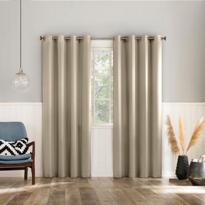 Sun Zero™ 2-Pc. Brandon Magnetic Closure Grommet Curtain Panel by BrylaneHome in Cream (Size 108