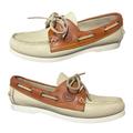 Dooney & Bourke Shoes | Dooney & Bourke 2-Eye Deck Shoes Womens 7m Tan & Taupe Pebble Leather Loafers | Color: Cream/Tan | Size: 7