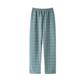 RWGSNB Mens Plus Size Pyjamas Bottoms Warm Quilting Long Pyjama Bottoms Aqua Checkered Pj Bottoms Elastic Waist Loose Lounge Pants Loungewear Autumn Winter,4Xl