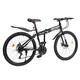 LUNICASHA 26 Inch Adult Folding Mountain Bike, 21 Speed Mountain Bicycle, Mens and Womens Foldable MTB Bicycle, Foldable Mountain Bikes with Dual Disc-Brake, Adjustable Heigh, Black & White