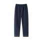 RWGSNB Mens Plus Size Pyjamas Bottoms Warm Quilting Long Pyjama Bottoms Dark Blue Checkered Pj Bottoms Elastic Waist Loose Lounge Pants Loungewear Autumn Winter,3Xl