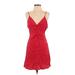 Zara Casual Dress - Mini Plunge Sleeveless: Red Print Dresses - Women's Size Small